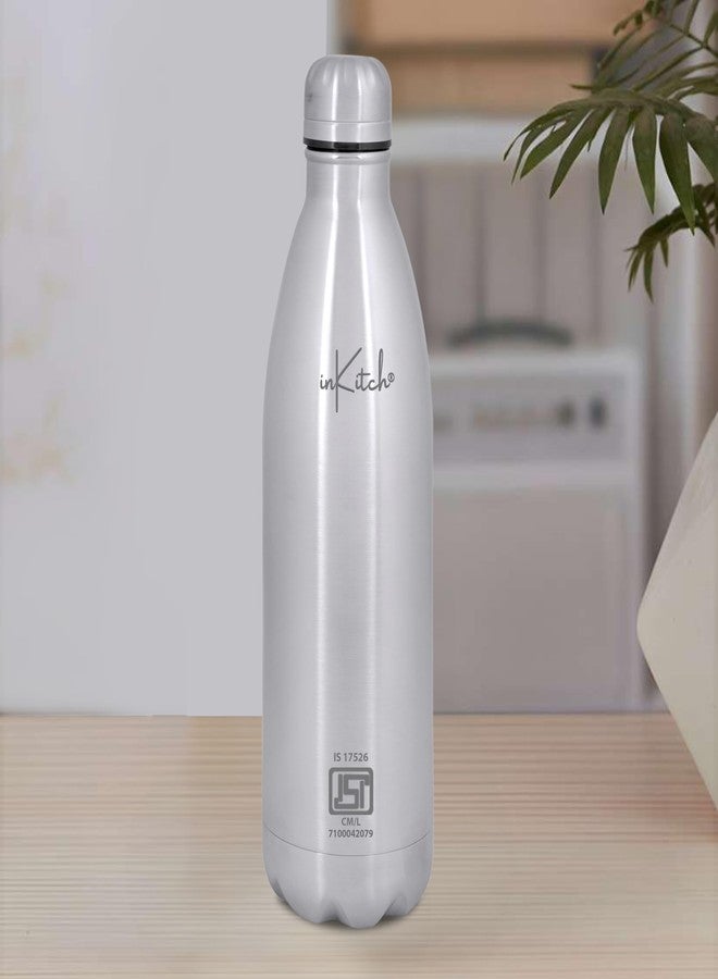 inKitch Stainless Steel 24 Hours Hot & Cold ISI Certified Double Walled Leak Proof Vacuum Flask/Water Bottle for Office/School/College/Gym/Picnic/Home/Trekk (1000 Ml, Pack of 1) - Image 1
